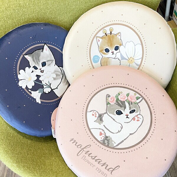 moufusand モフサンド 低反発もちもちシートクッション フラワー ネイビー インテリア リビング ダイニング 座布団