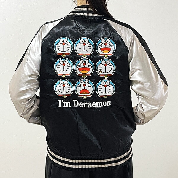 ドラえもん 刺繍スカジャン(L) ブラック×シルバー ブルゾン アパレル