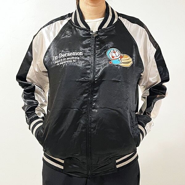 ドラえもん 刺繍スカジャン(L) ブラック×シルバー ブルゾン アパレル