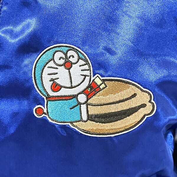 ドラえもん 刺繍スカジャン(L) ブルー×シルバー ブルゾン アパレル