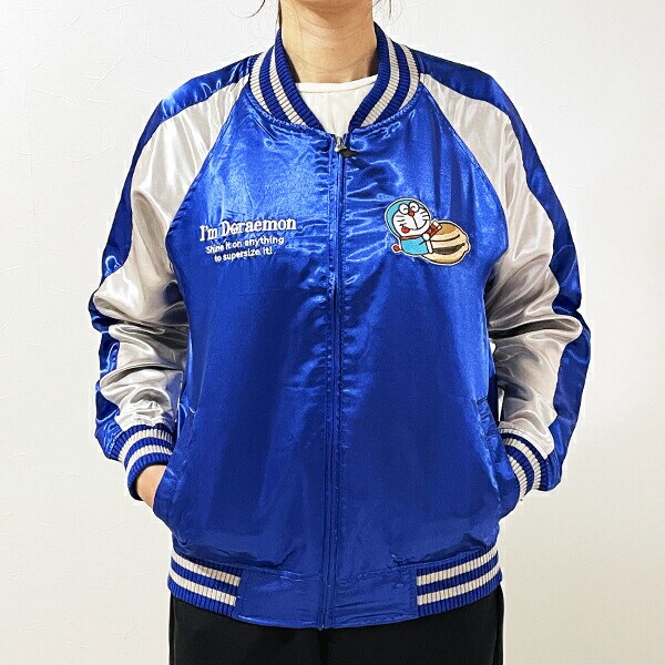 ドラえもん 刺繍スカジャン(L) ブルー×シルバー ブルゾン アパレル