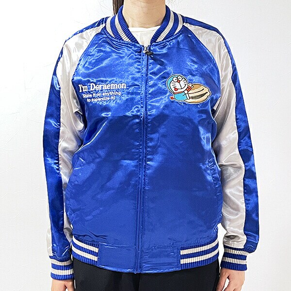ドラえもん 刺繍スカジャン(L) ブルー×シルバー ブルゾン アパレル