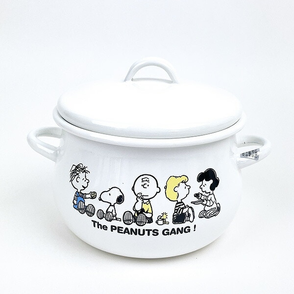 スヌーピー ブレイクタイム ホーロー両手鍋 16cm キッチン 日本製 SNOOPY