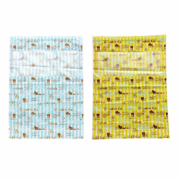 リラックマ 圧縮袋 ペタコ（2枚入り） ストライプブルー＆イエロー 旅行グッズ