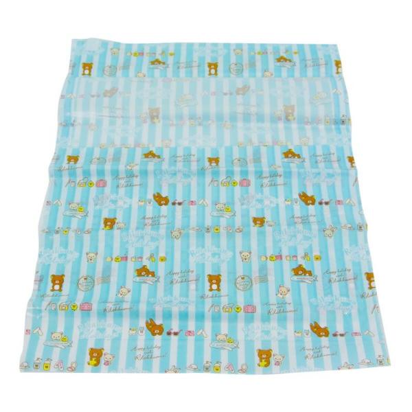 リラックマ 圧縮袋 ペタコ（2枚入り） ストライプブルー＆イエロー 旅行グッズ