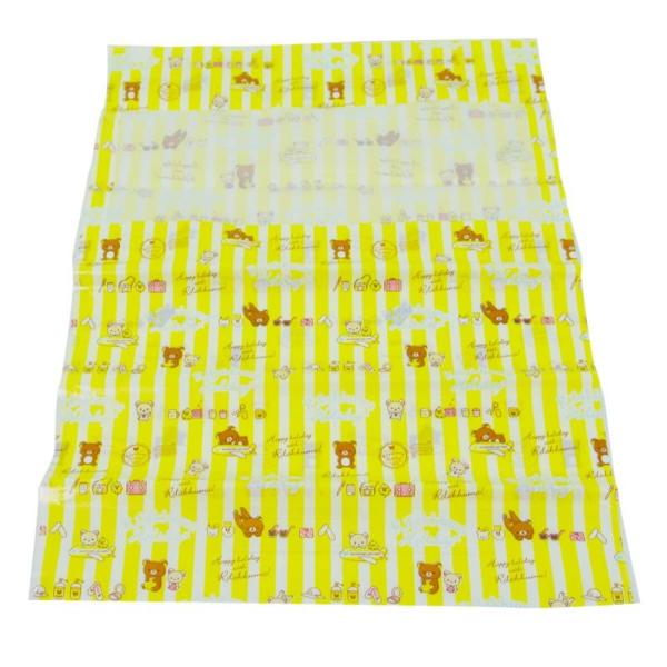 リラックマ 圧縮袋 ペタコ（2枚入り） ストライプブルー＆イエロー 旅行グッズ