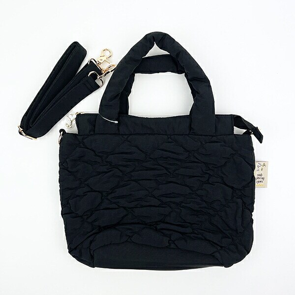 スヌーピー 2WAY キルティングトートバッグ(M) ブラック SNOOPY