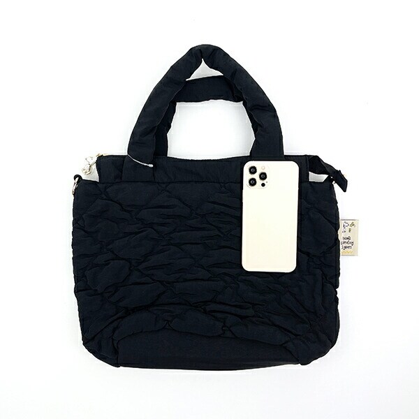 スヌーピー 2WAY キルティングトートバッグ(M) ブラック SNOOPY