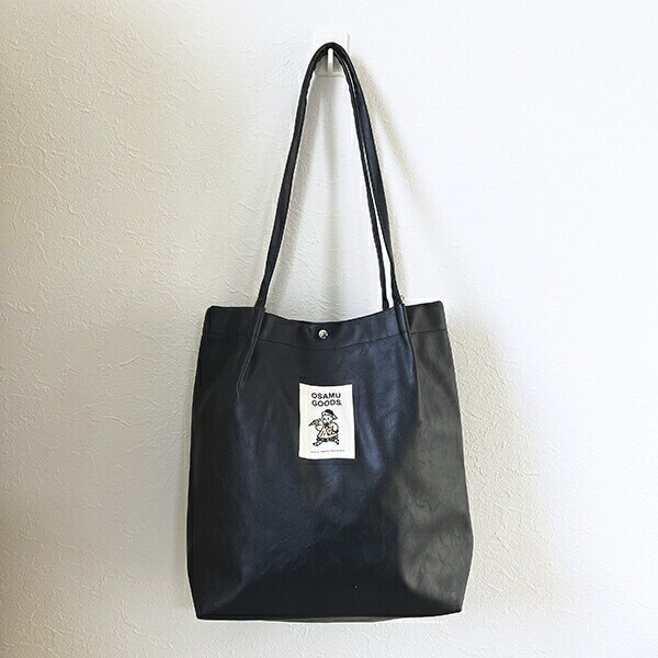 オサムグッズ 合皮ハンドルタックトートバッグ (ブラック)