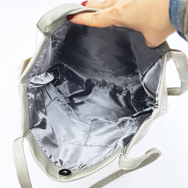 オサムグッズ 合皮ハンドルタックトートバッグ (グレー)