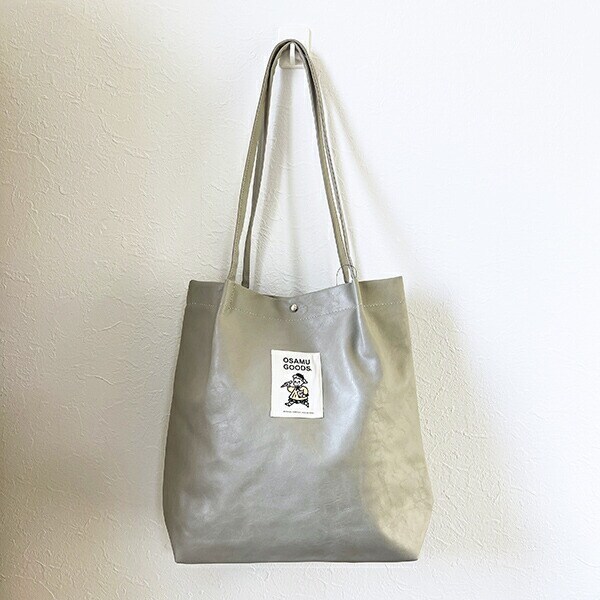 オサムグッズ 合皮ハンドルタックトートバッグ (グレー)