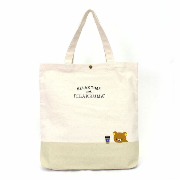 リラックマ リラックマフェイスカフェ トートバッグ スリム 帆布 14L 　