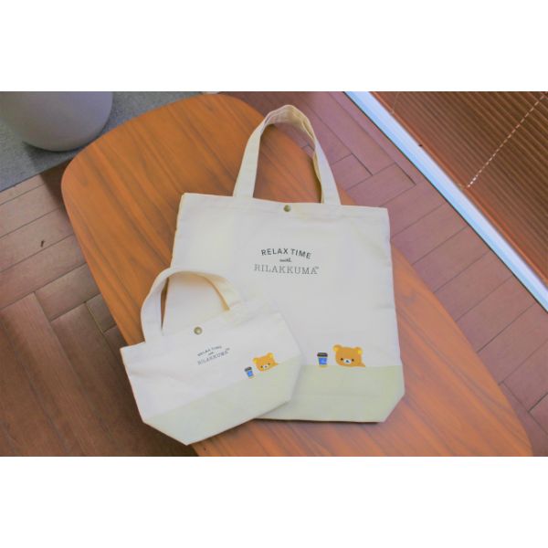 リラックマ リラックマフェイスカフェ トートバッグ スリム 帆布 14L 　