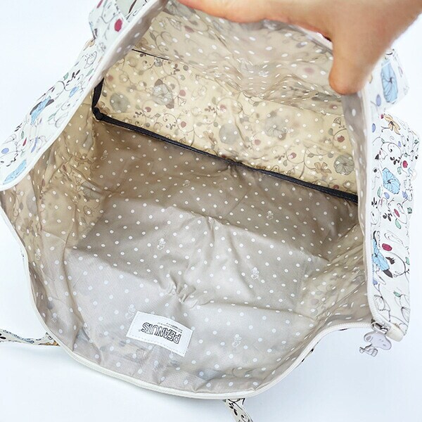 スヌーピー 折りたたみトートバッグ フラワーベージュ トラベル SNOOPY