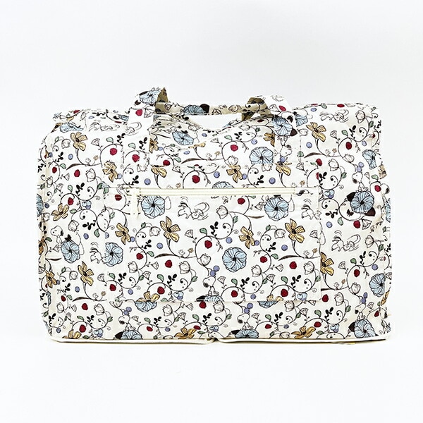 スヌーピー フラワーベージュ 折りたたみボストンバッグ(M) トラベル SNOOPY