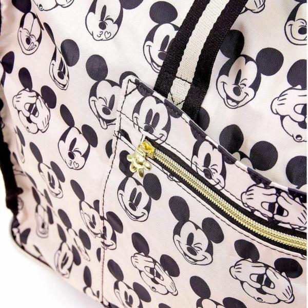 ディズニー ミッキーマウス  折りたたみボストンバッグ（L) フェイスブラック Disney