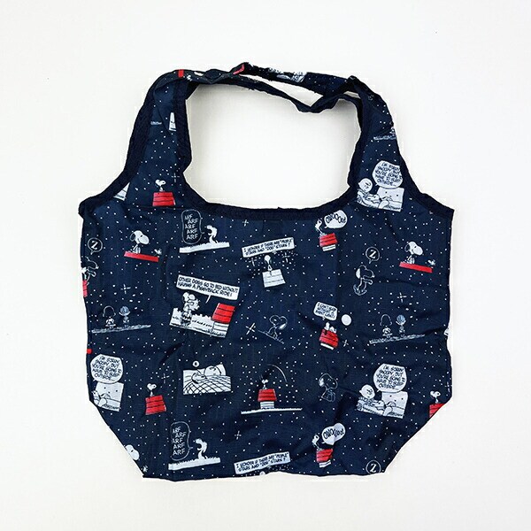 スヌーピー ナイト＆スリーブネイビー 折りたたみエコバッグ(S) SNOOPY