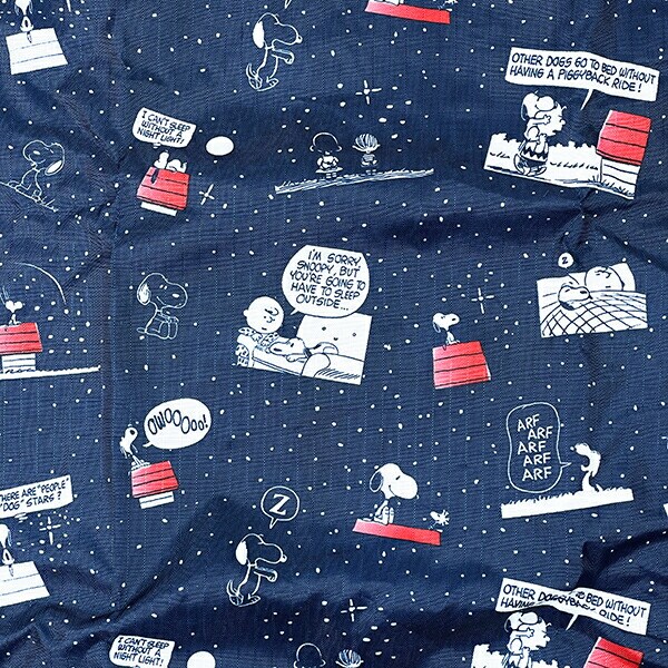 スヌーピー ナイト＆スリーブネイビー 折りたたみエコバッグ(S) SNOOPY