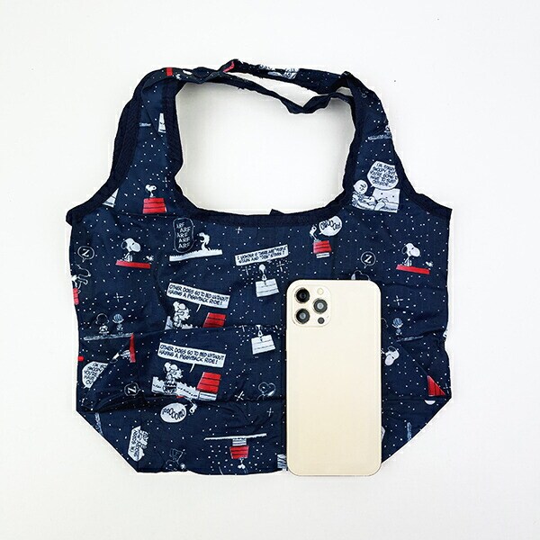 スヌーピー ナイト＆スリーブネイビー 折りたたみエコバッグ(S) SNOOPY