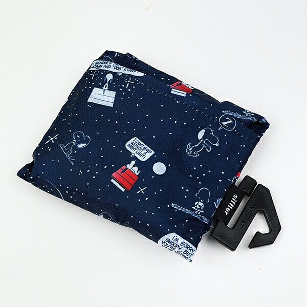 スヌーピー ナイト＆スリーブネイビー 折りたたみエコバッグ(S) SNOOPY