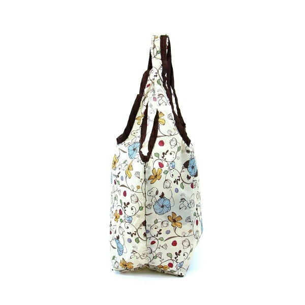 スヌーピー ウッドストック 折りたたみエコバッグS (フラワーベージュ)