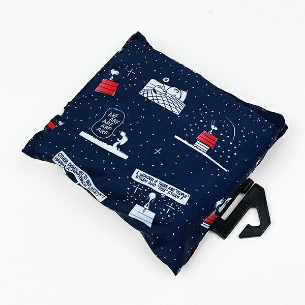 スヌーピー ナイト＆スリーブネイビー 折りたたみエコバッグ(M) SNOOPY