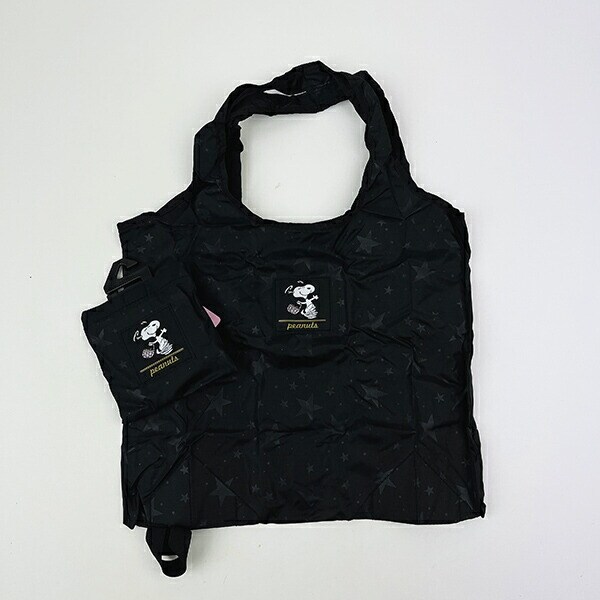 スヌーピー スターブラック 折りたたみコンビニバッグ SNOOPY