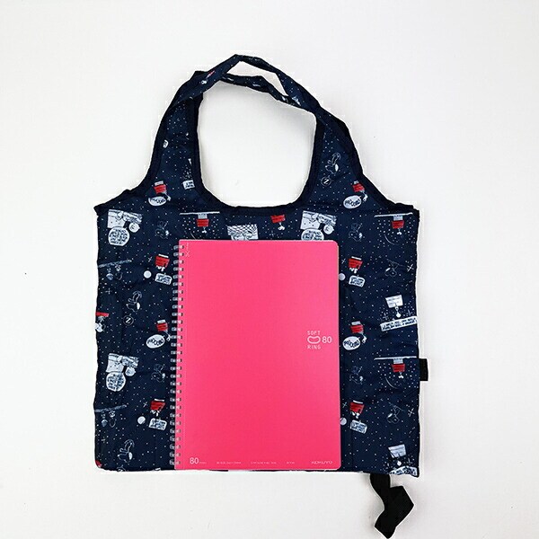 スヌーピー ナイト＆スリーブネイビー 折りたたみコンビニバッグ SNOOPY