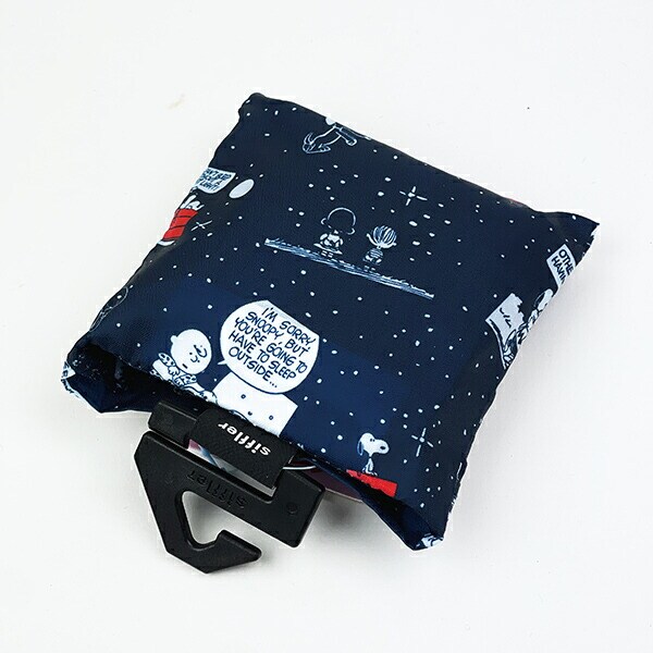 スヌーピー ナイト＆スリーブネイビー 折りたたみコンビニバッグ SNOOPY