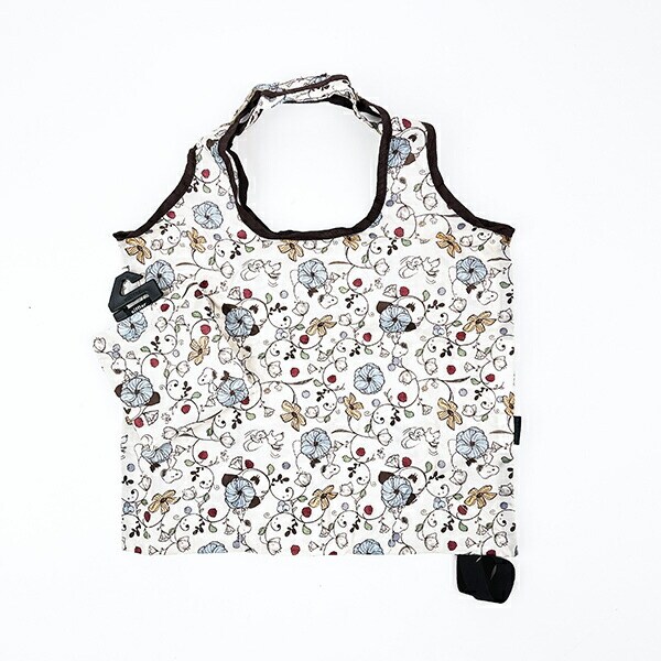 スヌーピー フラワーベージュ 折りたたみコンビニバッグ SNOOPY