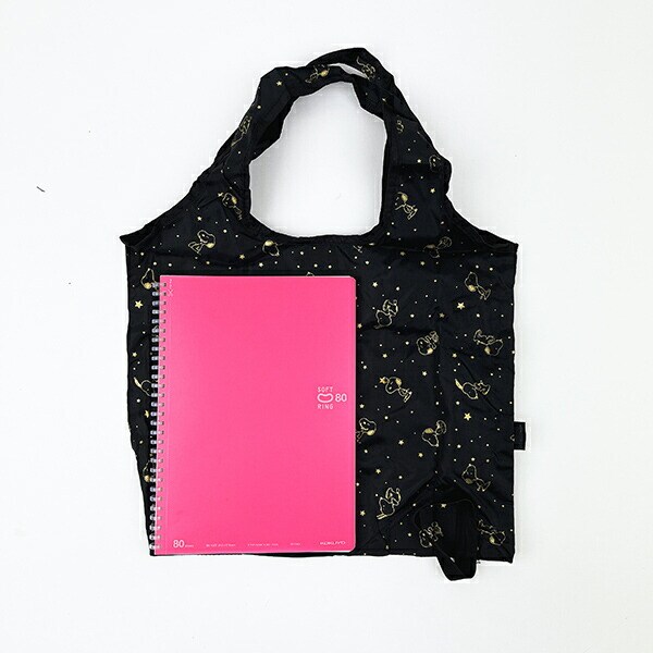 スヌーピー ゴールドスターブラック 折りたたみコンビニバッグ SNOOPY