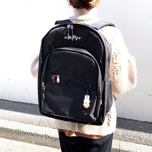ミッフィー フェイス ブラック＆ホワイト バックパック 通学 旅行 バッグ リュック 学校