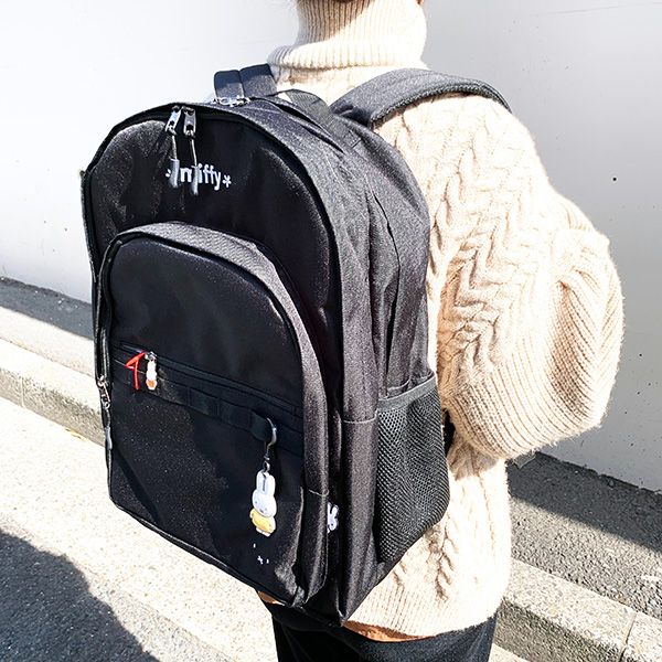 ミッフィー フェイス ブラック＆ホワイト バックパック 通学 旅行 バッグ リュック 学校