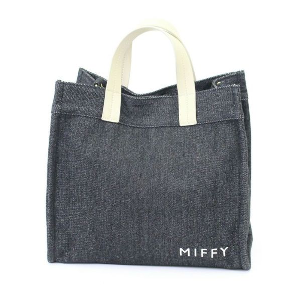 ミッフィー miffy フェイス 2Way トートバッグ ショルダー デニムブラック Mサイズ