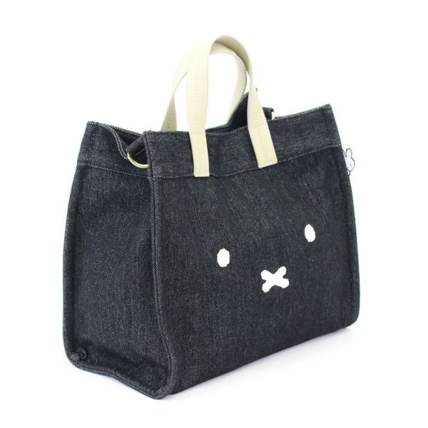 ミッフィー miffy フェイス 2Way トートバッグ ショルダー デニムブラック Mサイズ