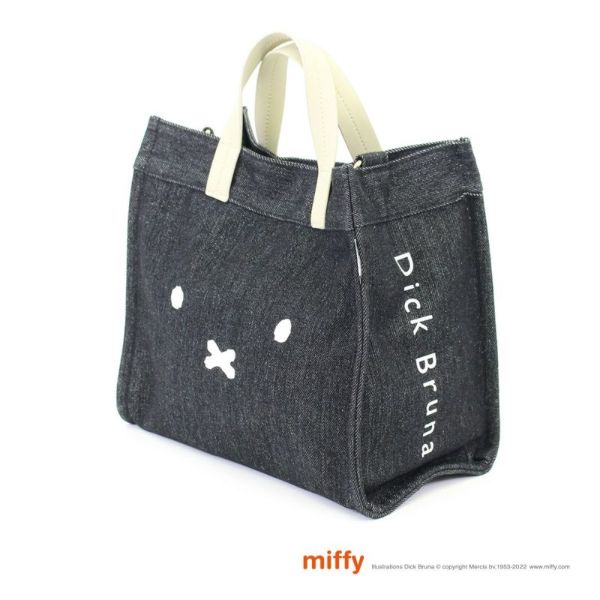 ミッフィー miffy フェイス 2Way トートバッグ ショルダー デニムブラック Mサイズ