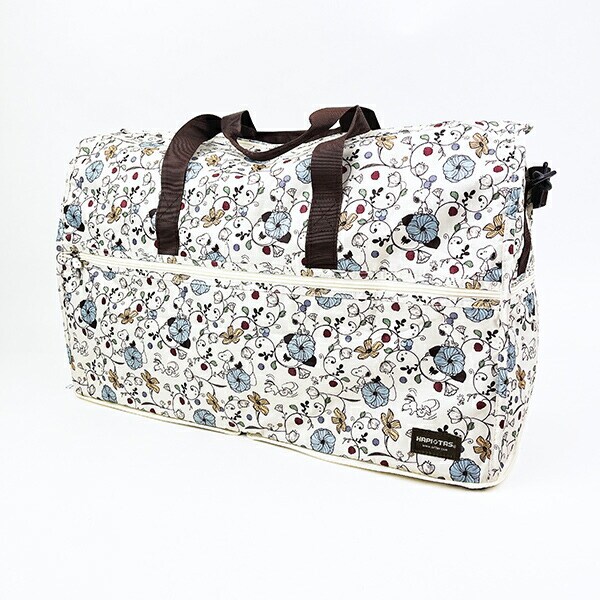 スヌーピー フラワーベージュ 折りたたみボストンバッグ(L) トラベル SNOOPY