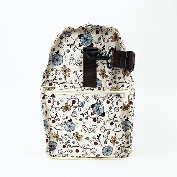 スヌーピー フラワーベージュ 折りたたみボストンバッグ(L) トラベル SNOOPY