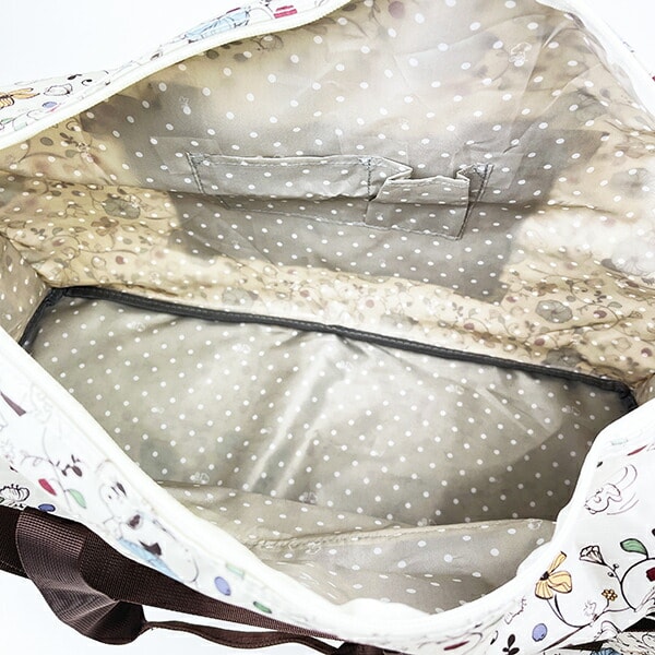 スヌーピー フラワーベージュ 折りたたみボストンバッグ(L) トラベル SNOOPY