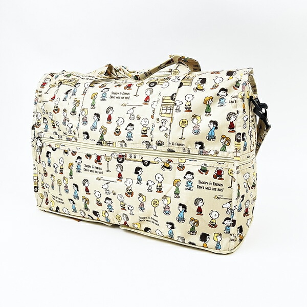 スヌーピー バスストップブラウン 折りたたみボストンバッグ(M) トラベル SNOOPY