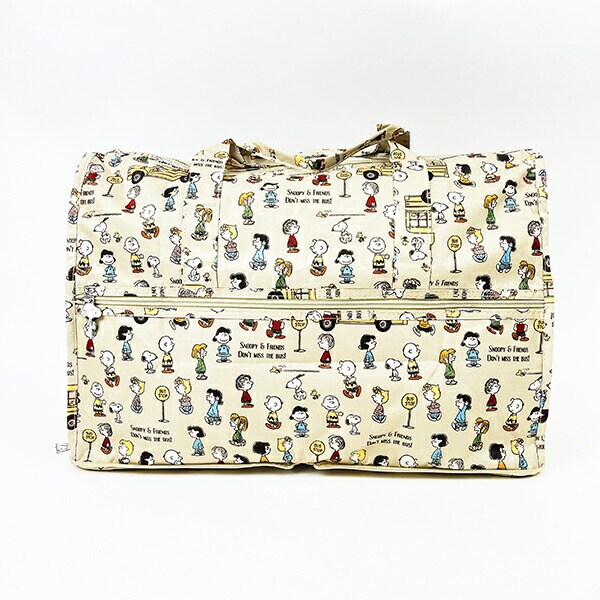 スヌーピー バスストップブラウン 折りたたみボストンバッグ(M) トラベル SNOOPY