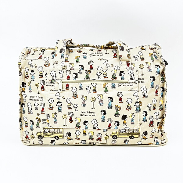 スヌーピー バスストップブラウン 折りたたみボストンバッグ(M) トラベル SNOOPY