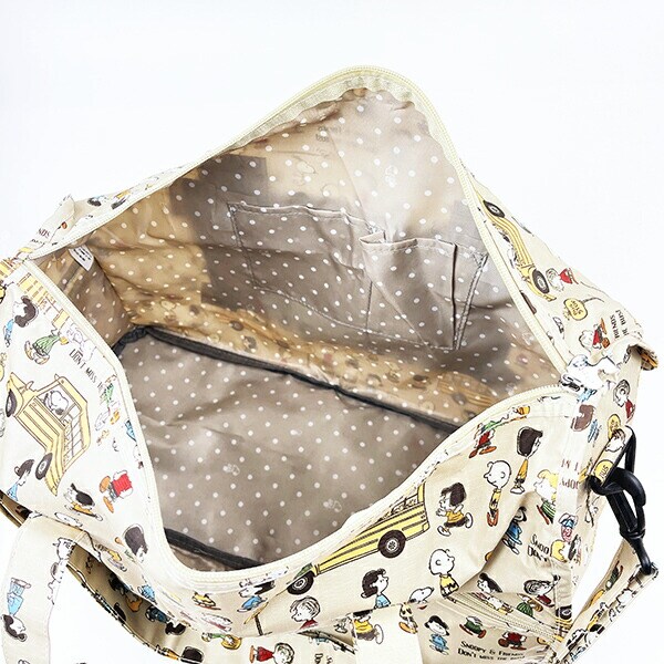 スヌーピー バスストップブラウン 折りたたみボストンバッグ(M) トラベル SNOOPY