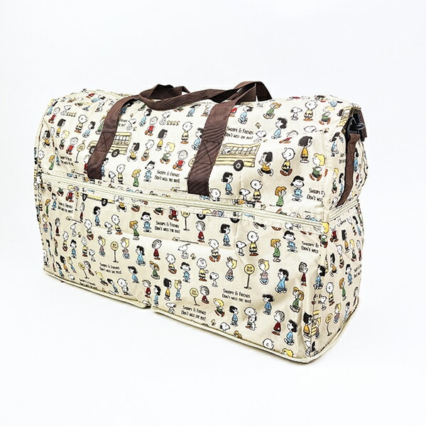 スヌーピー バスストップブラウン 折りたたみボストンバッグ(L) トラベル SNOOPY