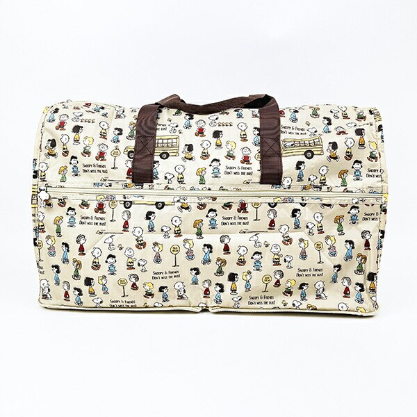 スヌーピー バスストップブラウン 折りたたみボストンバッグ(L) トラベル SNOOPY