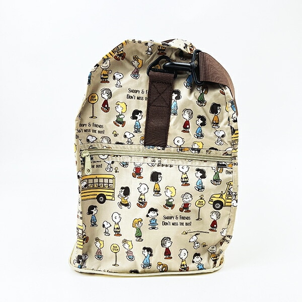 スヌーピー バスストップブラウン 折りたたみボストンバッグ(L) トラベル SNOOPY
