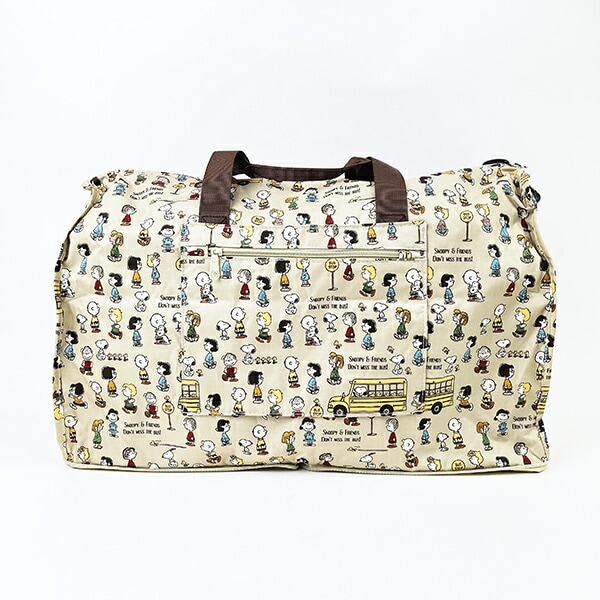 スヌーピー バスストップブラウン 折りたたみボストンバッグ(L) トラベル SNOOPY