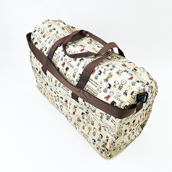スヌーピー バスストップブラウン 折りたたみボストンバッグ(L) トラベル SNOOPY