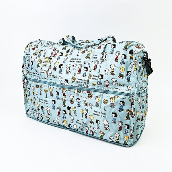 スヌーピー バスストップブルー 折りたたみボストンバッグ(M) トラベル SNOOPY