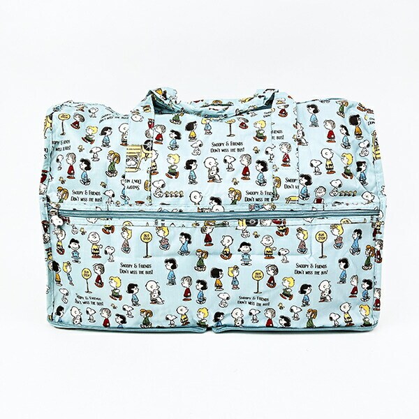 スヌーピー バスストップブルー 折りたたみボストンバッグ(M) トラベル SNOOPY